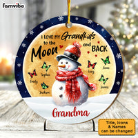 Personalized Grandma Snowman With Grandkids Butterfly Circle Ornament 29387 thumb 1