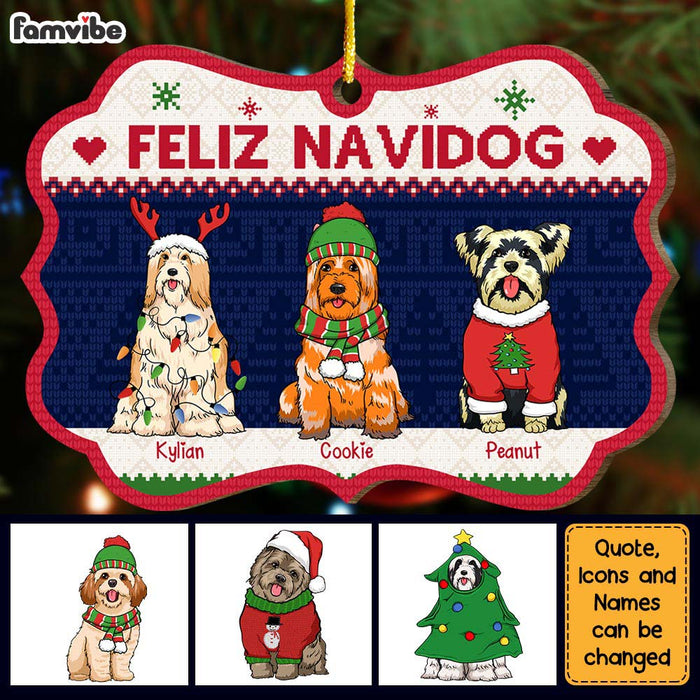 Personalized Gift For Dog Lover Feliz Navidog Benelux Ornament 29393 1