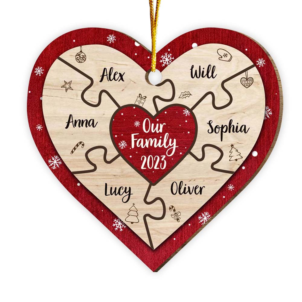 Personalized Our Family Puzzle Piece Heart Ornament 29394 Primary Mockup