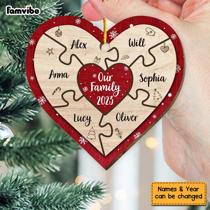 Personalized Our Family Puzzle Piece Heart Ornament 29394 1