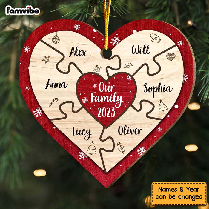 Personalized Our Family Puzzle Piece Heart Ornament 29394 1