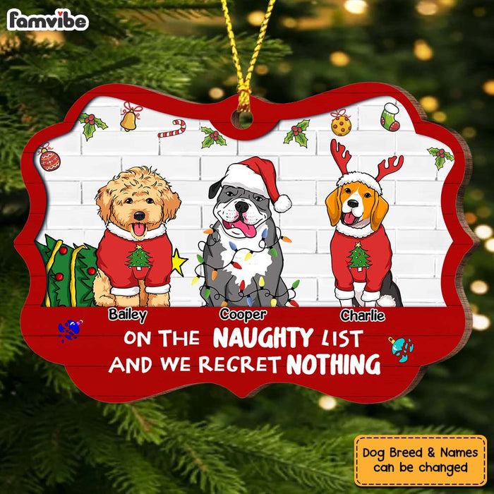 Personalized Dog Christmas On The Naughty List Regret Nothing Benelux Ornament 29397 1