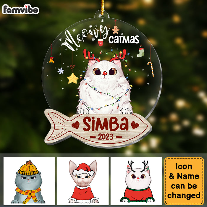 Personalized Gift For Cat Lover Meowy Catmas Ornament 29398 1