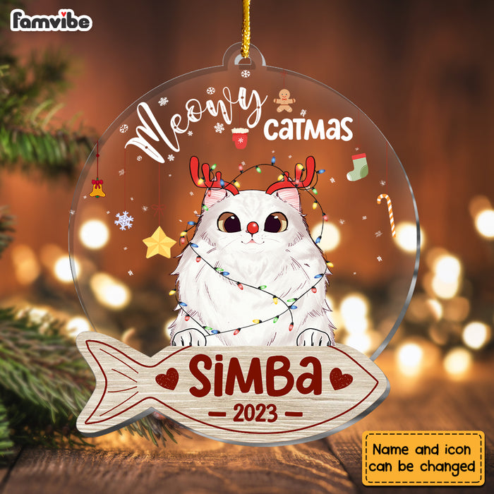 Personalized Gift For Cat Lover Meowy Catmas Ornament 29398 1