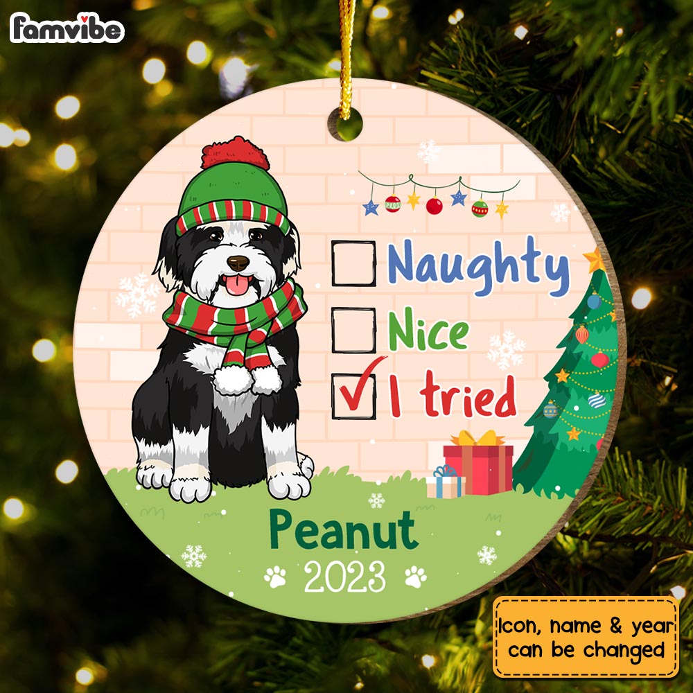 Personalized Christmas Gift For Dog Lovers I Tried Circle Ornament 29400 Primary Mockup