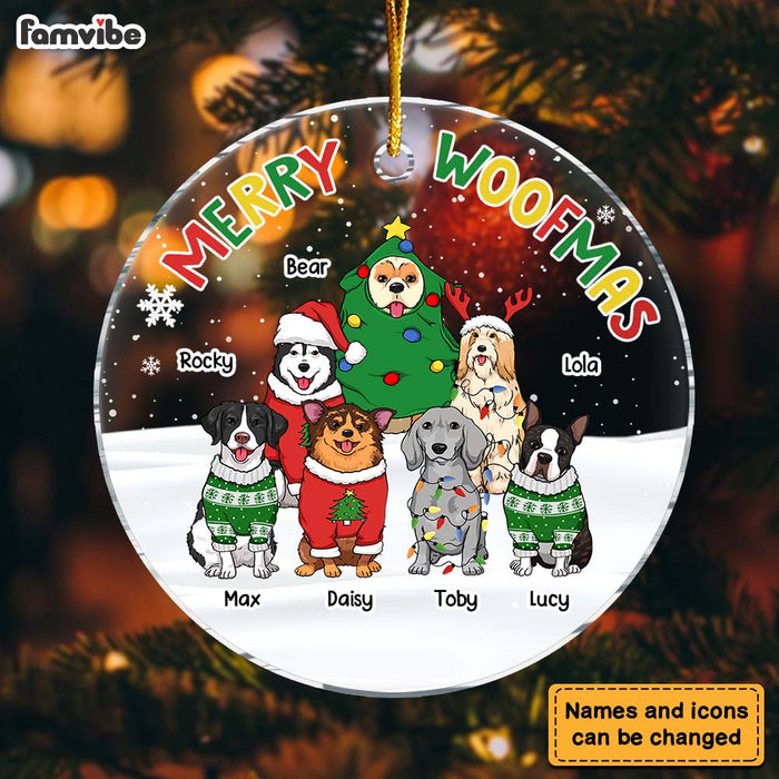 Personalized Christmas Dog Merry Woofmas Circle Ornament 29408 1