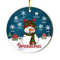 Personalized Grandma Snowwoman With Snowflakes Circle Ornament 29420 thumb 1
