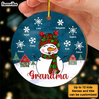 Personalized Grandma Snowwoman With Snowflakes Circle Ornament 29420 thumb 1