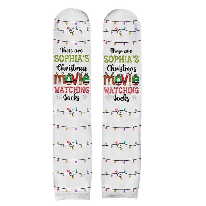 Personalized Christmas Gift For Family Christmas Movies Watching Socks 29422 1