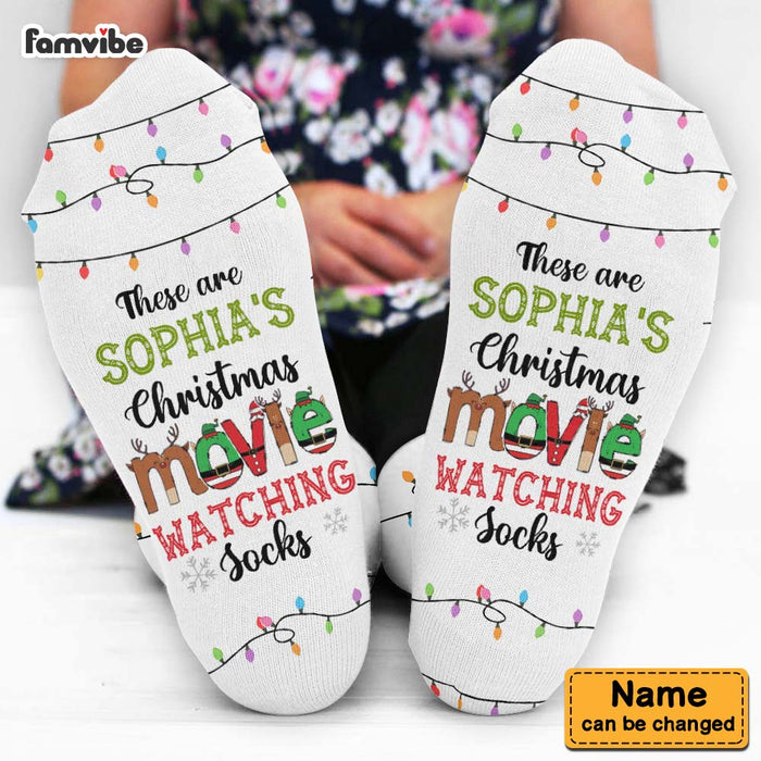 Personalized Christmas Gift For Family Christmas Movies Watching Socks 29422 1