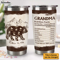 Personalized Grandma Bear Nutrition Facts Steel Tumbler 29428 thumb 1