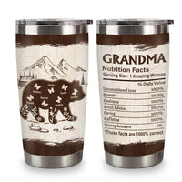 Personalized Grandma Bear Nutrition Facts Steel Tumbler 29428 thumb 1