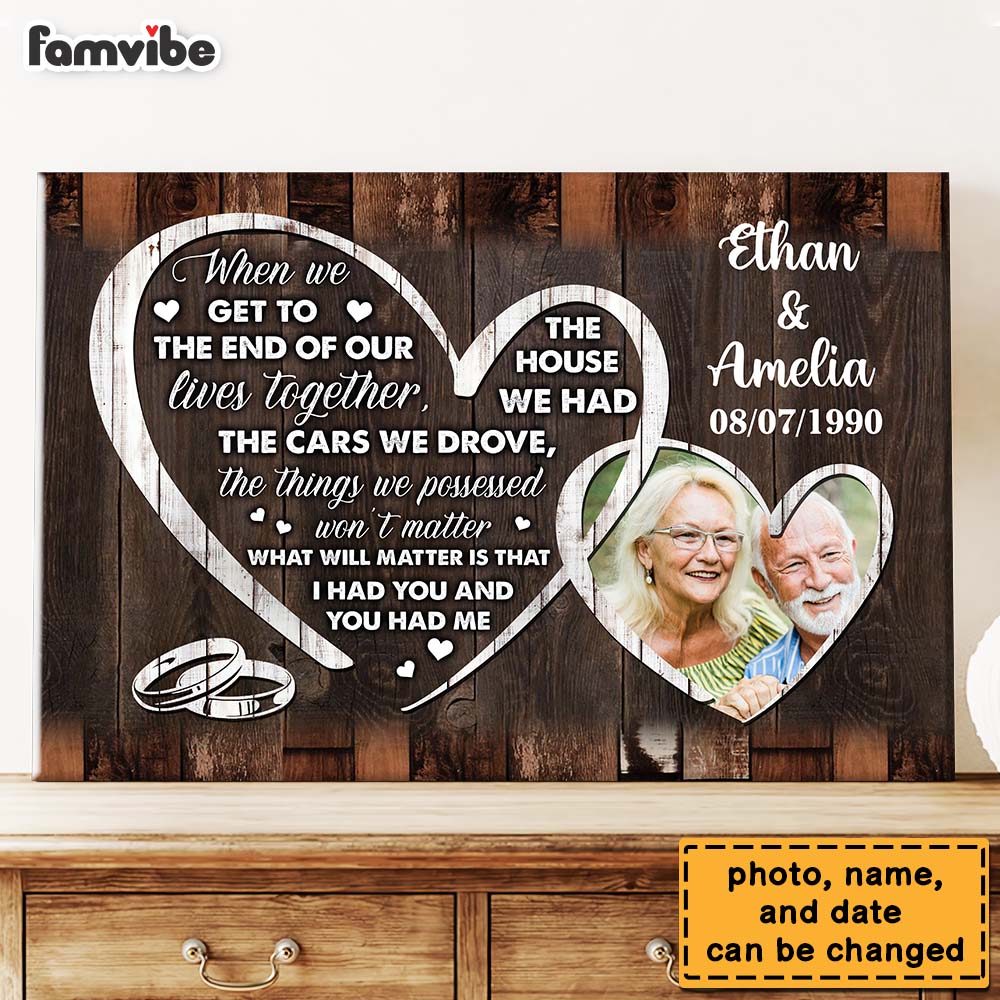 Personalized Gift For Couple The End Of Our Life Together Upload Photo Canvas 29432 Primary Mockup
