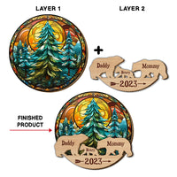 Personalized Family Bear 2 Layered Wood Ornament 29433 thumb 1