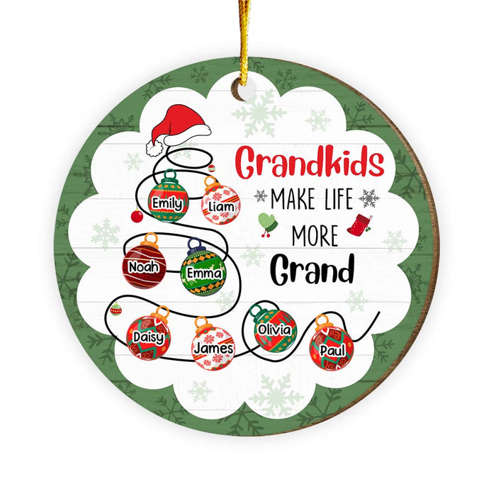 Personalized Gift For Grandma Grandkids Make Life More Grand Circle Ornament 29436 1