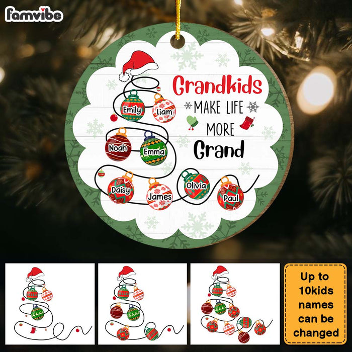 Personalized Gift For Grandma Grandkids Make Life More Grand Circle Ornament 29436 1
