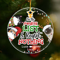 Personalized On The Naughty List And Regret Nothing Cat Circle Ornament 29437 thumb 1