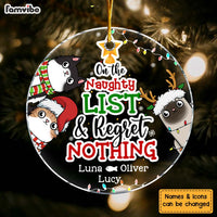 Personalized On The Naughty List And Regret Nothing Cat Circle Ornament 29437 thumb 1