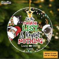 Personalized On The Naughty List And Regret Nothing Cat Circle Ornament 29437 thumb 1
