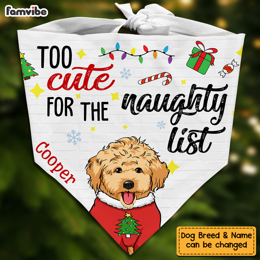 Personalized Christmas Gift For Dog Lovers Naughty List Bandana 29440 Primary Mockup
