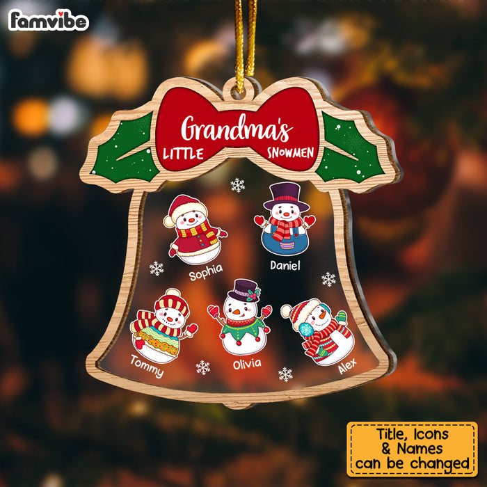 Personalized Gift For Grandma Little Snowmen Christmas 2 Layered Mix Ornament 29442 1