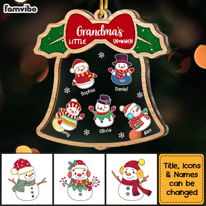 Personalized Gift For Grandma Little Snowmen Christmas 2 Layered Mix Ornament 29442 1