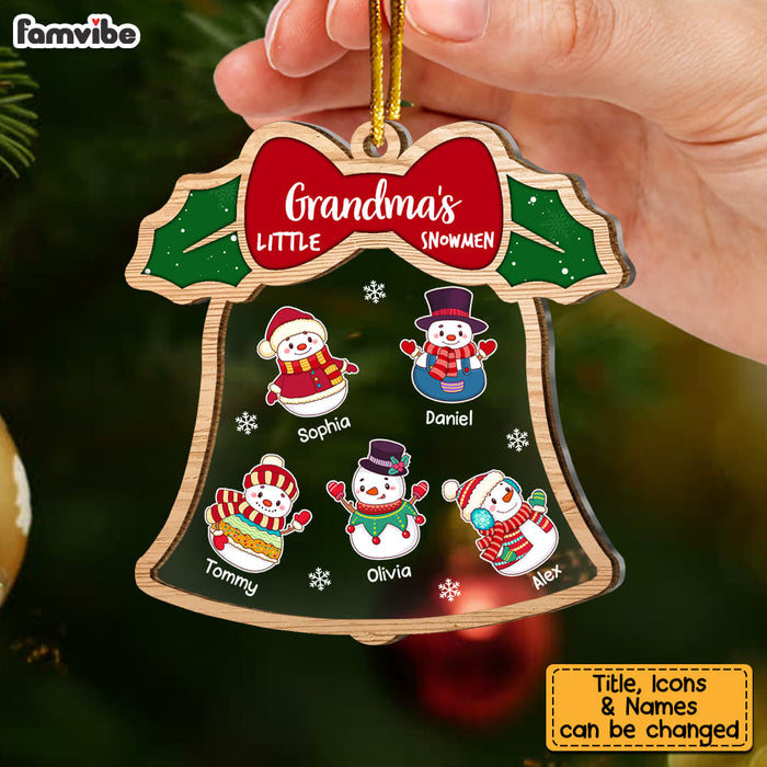Personalized Gift For Grandma Little Snowmen Christmas 2 Layered Mix Ornament 29442 1