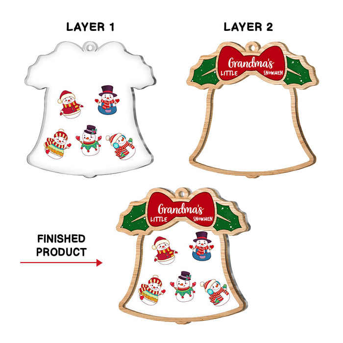 Personalized Gift For Grandma Little Snowmen Christmas 2 Layered Mix Ornament 29442 1