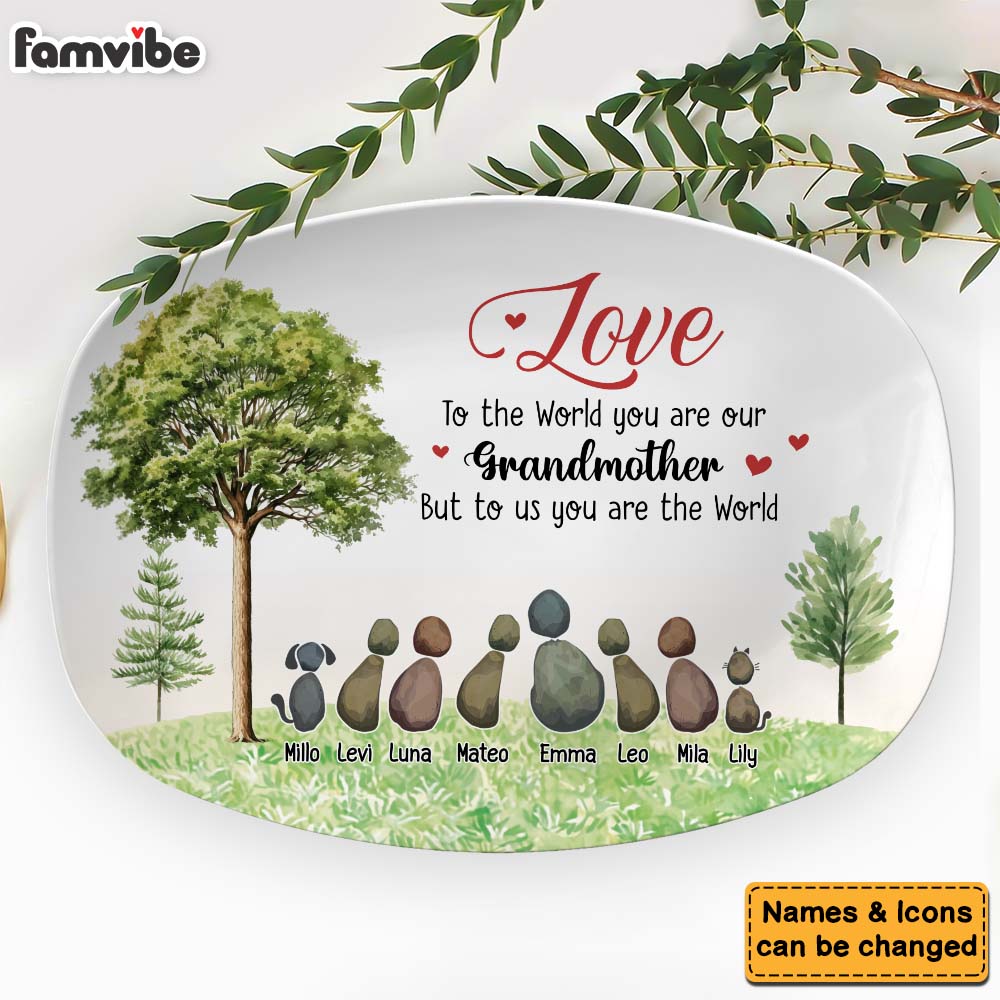 Personalized Gift For Grandma To The World You Are Grandmother Plate 29444 Mockup 2