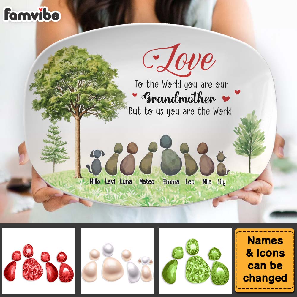 Personalized Gift For Grandma To The World You Are Grandmother Plate 29444 Mockup 2