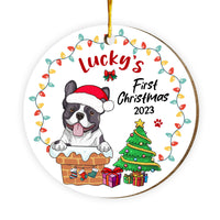 Personalized Christmas Gift Dog's First Christmas Circle Ornament 29446 thumb 1
