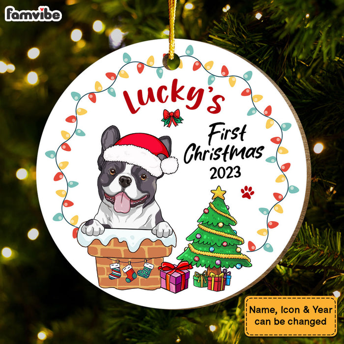Personalized Christmas Gift Dog's First Christmas Circle Ornament 29446 1