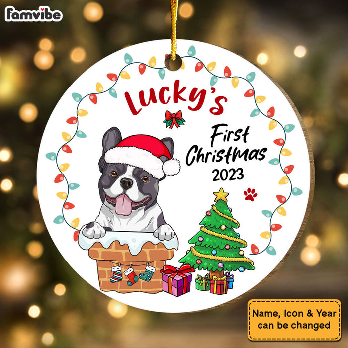 Personalized Christmas Gift Dog's First Christmas Circle Ornament 29446 1