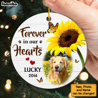Personalized Dog Loss Memorial Forever In Our Hearts Upload Photo Circle Ornament 29448 thumb 1