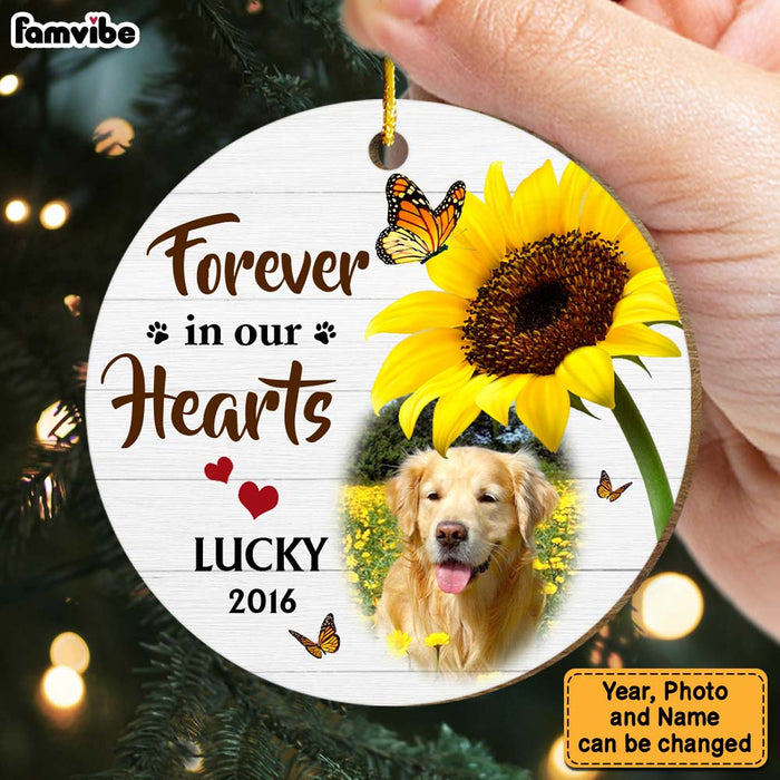 Personalized Dog Loss Memorial Forever In Our Hearts Upload Photo Circle Ornament 29448 1