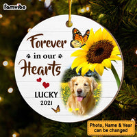 Personalized Dog Loss Memorial Forever In Our Hearts Upload Photo Circle Ornament 29448 thumb 1