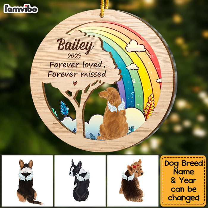 Personalized Dog Loss Memorial Forever Loved Forever Missed 2 Layered Mix Ornament 29449 1