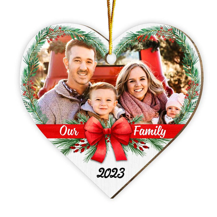 Personalized Christmas Gift Our Family Upload Photo Heart Ornament 29451 1