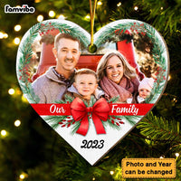 Personalized Christmas Gift Our Family Upload Photo Heart Ornament 29451 thumb 1