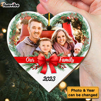 Personalized Christmas Gift Our Family Upload Photo Heart Ornament 29451 thumb 1