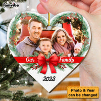 Personalized Christmas Gift Our Family Upload Photo Heart Ornament 29451 thumb 1