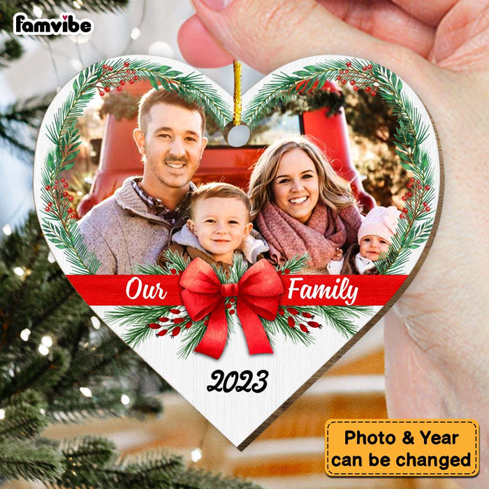 Personalized Christmas Gift Our Family Upload Photo Heart Ornament 29451 1