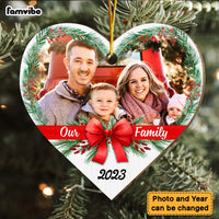 Personalized Christmas Gift Our Family Upload Photo Heart Ornament 29451 thumb 1