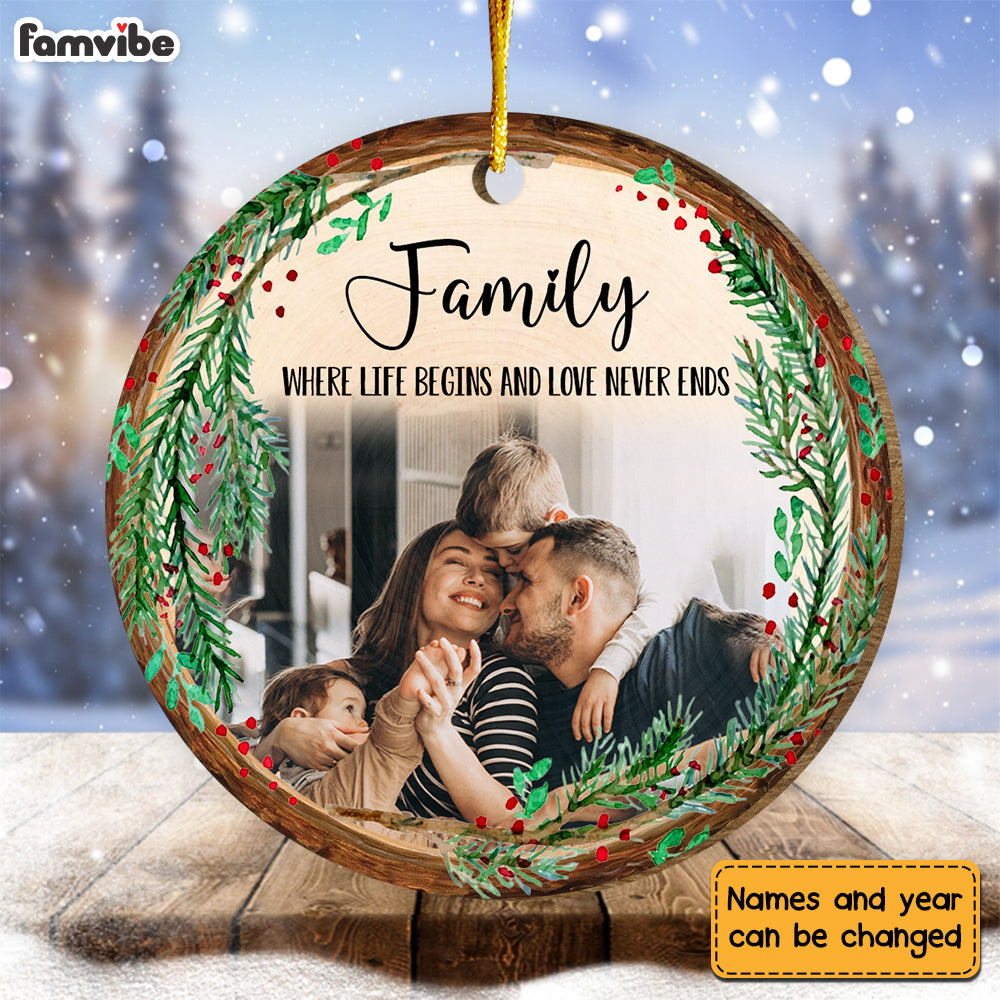 Personalized Gift For Family Christmas Upload Photo Circle Ornament 29457 Primary Mockup