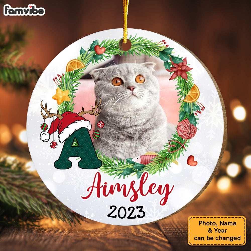 Personalized Meowy Christmas Circle Ornament 29459 Primary Mockup