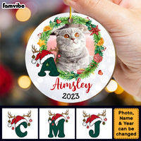 Personalized Meowy Christmas Circle Ornament 29459 thumb 1