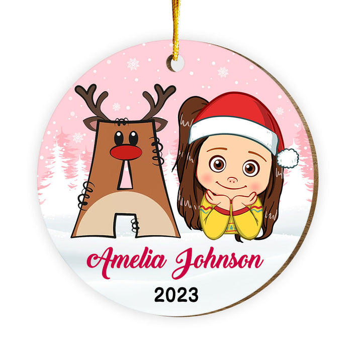 Personalized Gift For Granddaughter Christmas Alphabet Circle Ornament 29460 1
