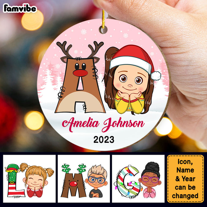 Personalized Gift For Granddaughter Christmas Alphabet Circle Ornament 29460 1