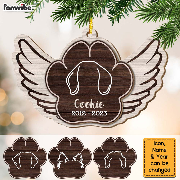 Personalized Ear Line Dog Angel 2 Layered Wood Ornament 29462 1