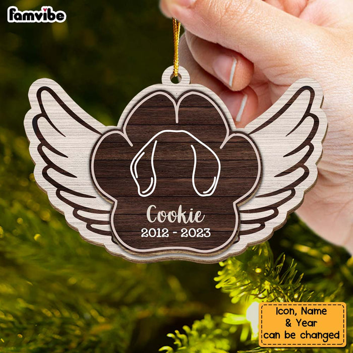 Personalized Ear Line Dog Angel 2 Layered Wood Ornament 29462 1